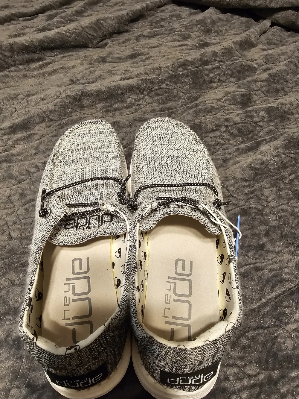 Hey Dude Kids Slip-On Knit Moccasins in Heather Gray with Black Accents